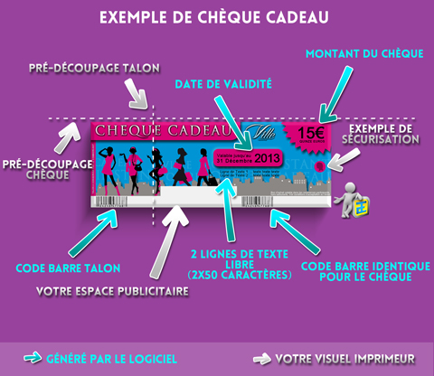 exemple d'impression de chèques cadeaux